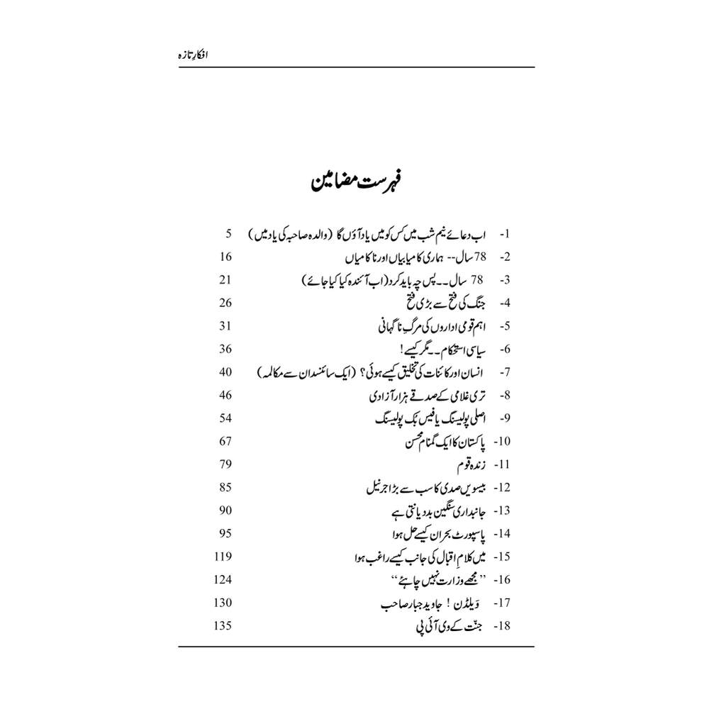 Afkaar-e-Taza - Zulfiqar Ahmad Cheema